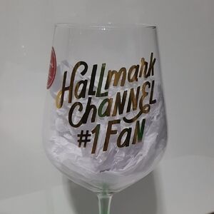 Hallmark Channel #1 Fan Wine Glass with Green Stem